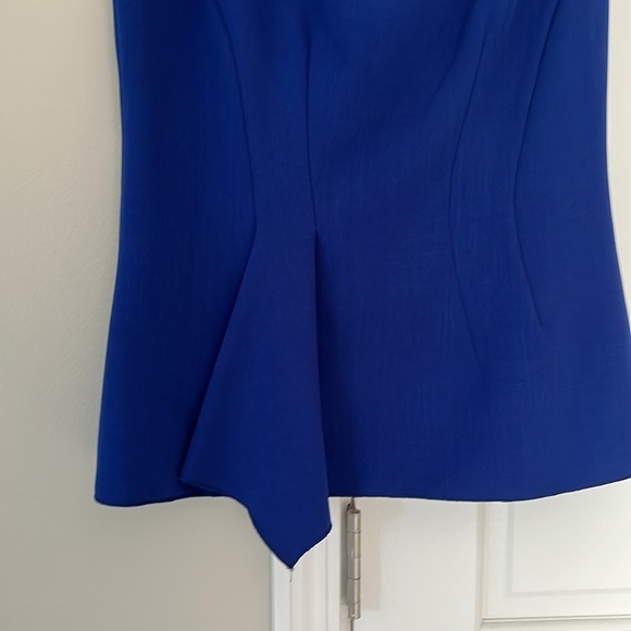 Anne Klein Sleeveless Blouse Peplum Drape Asymmetrical Detail Royal Blue - Picture 2 of 4